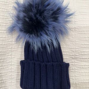 Cozy Navy Blue Kids Beanie with Pom Pom